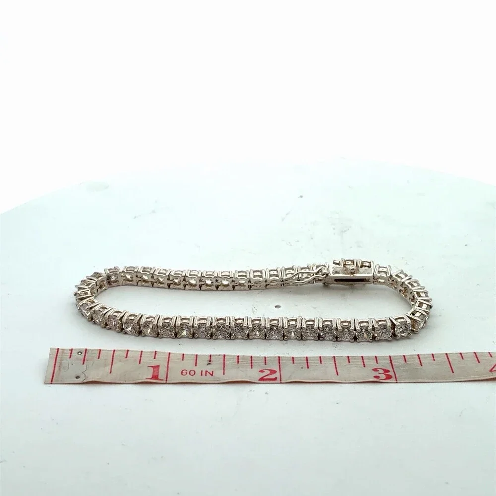 Estate Designer SETA 925 Sterling Silver Cubic Zirconia CZ Tennis Bracelet